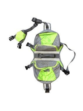 Wellver Dog Backpack Saddle Bag Hiking Pack Adjustable Gray Green Pet Carrier